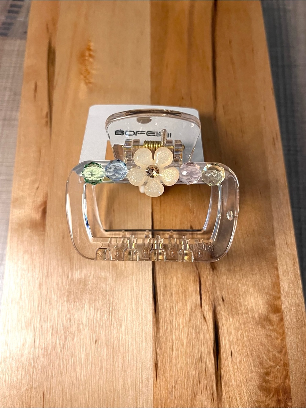 Clear Floral Crystal Jaw Clip - Pastel Multi